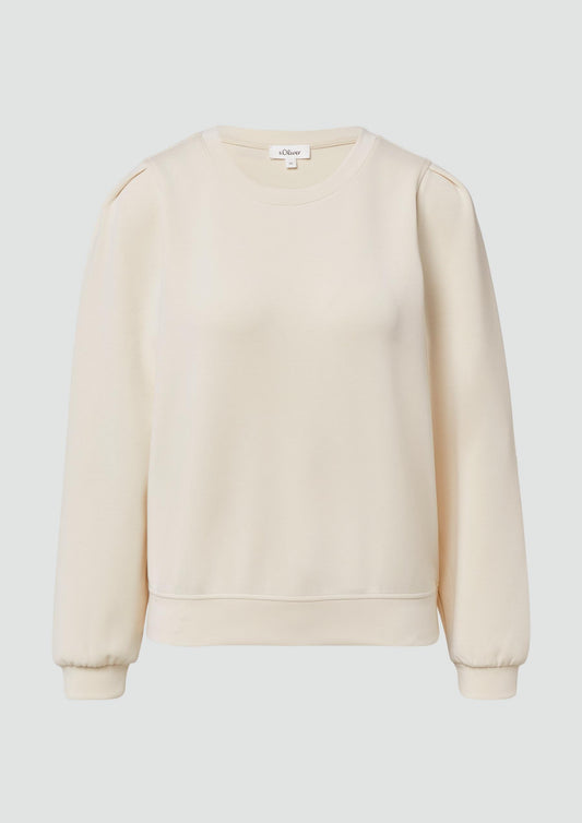 s.Oliver - Scuba-Sweatshirt mit Puffärmeln - Farbe: sand
