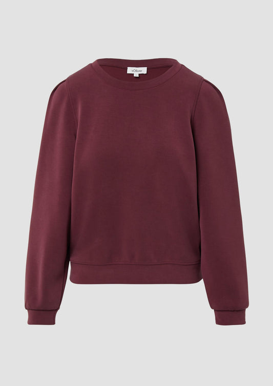 s.Oliver - Scuba-Sweatshirt mit Puffärmeln - Farbe: bordeaux