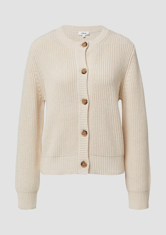 s.Oliver - Cardigan aus Baumwollmix in Ripp-Optik - Farbe: helles_sand