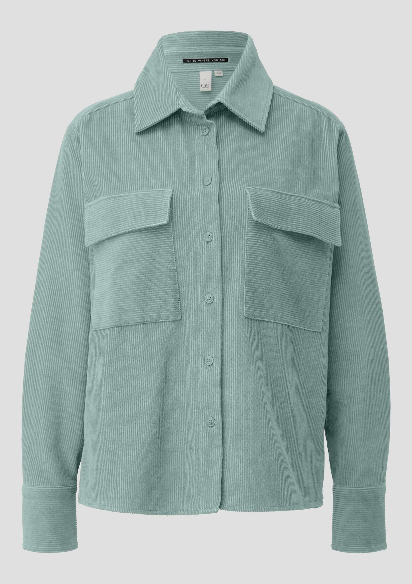 QS - Cord-Overshirt mit Brusttaschen - Farbe: Pastelltuerkis