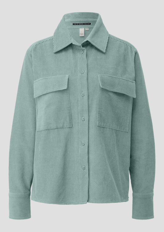 QS - Cord-Overshirt mit Brusttaschen - Farbe: Pastelltuerkis