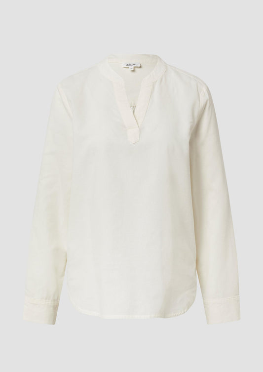 s.Oliver - Feincord-Bluse mit Turn-up und Raffung am Rücken - Farbe: Creme
