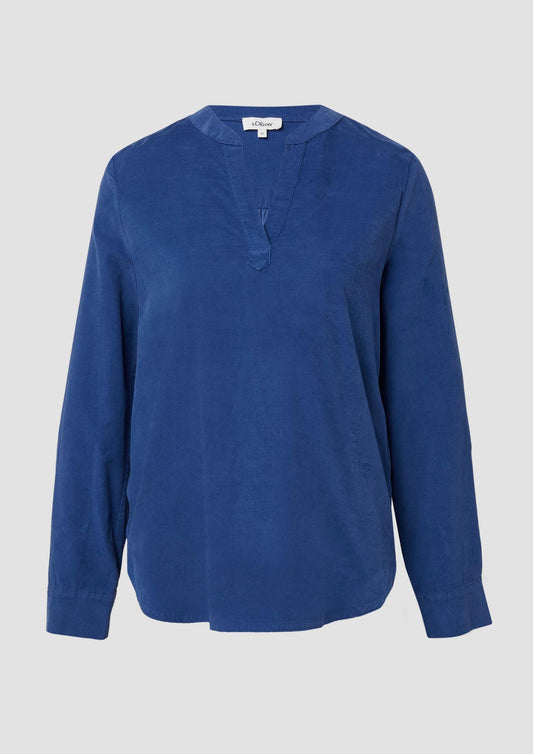 s.Oliver - Feincord-Bluse mit Turn-up und Raffung am Rücken - Farbe: Royalblau