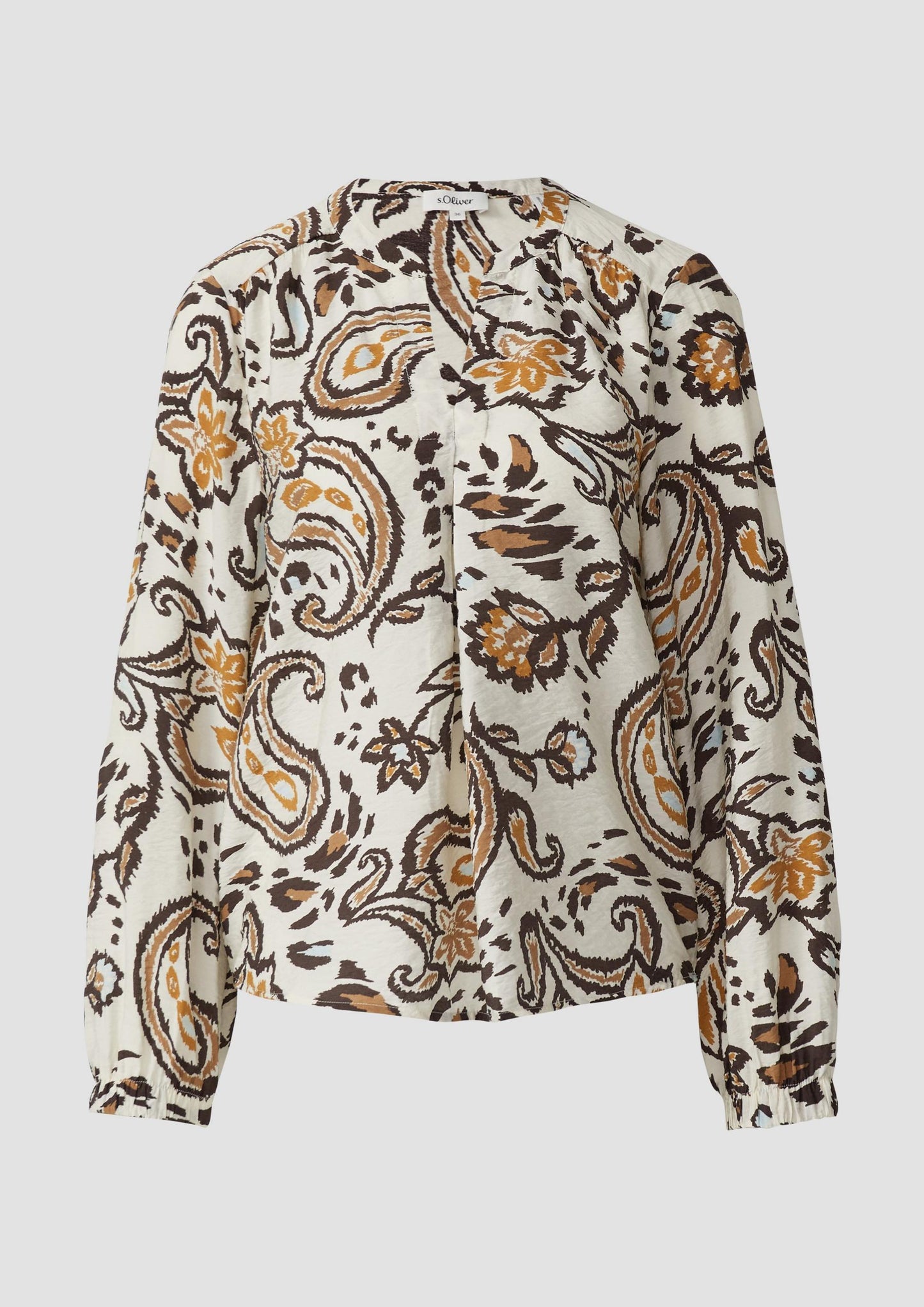 s.Oliver - Strukturierte Viskosemix-Bluse mit All-over-Print - Farbe: Creme