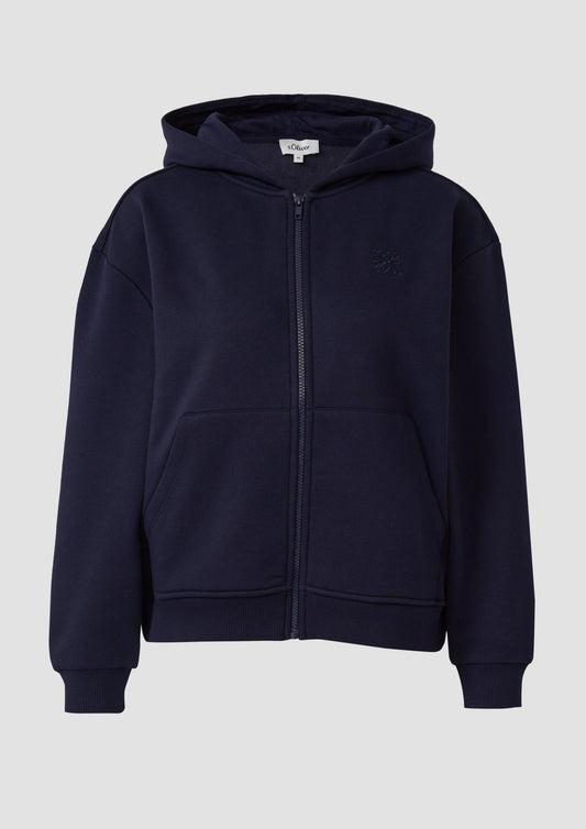 s.Oliver - Angeraute Sweatshirtjacke mit Stickerei - Farbe: Navy