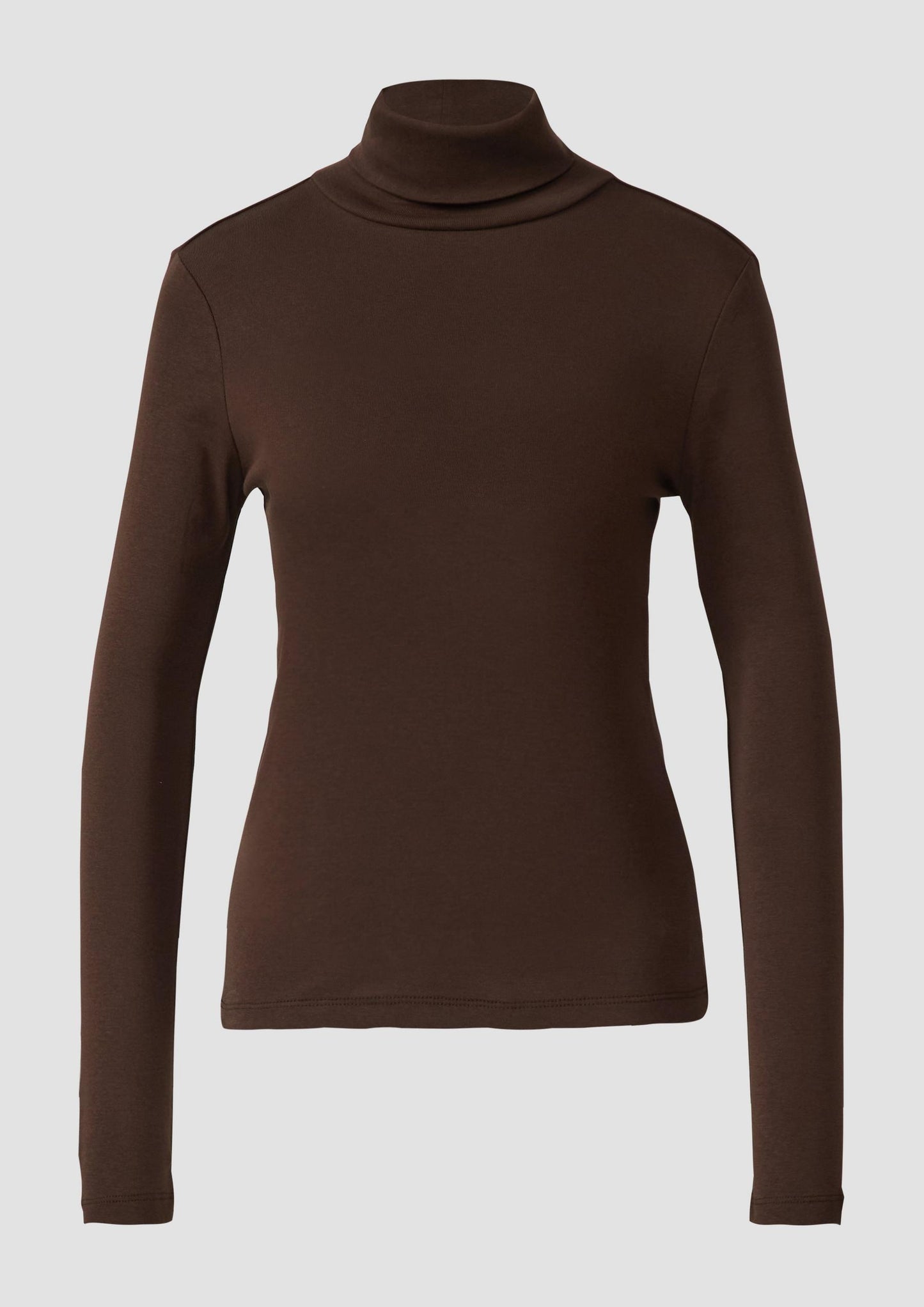 s.Oliver - Longsleeve im Slim Fit mit Rollkragen - Farbe: Dunkelbraun