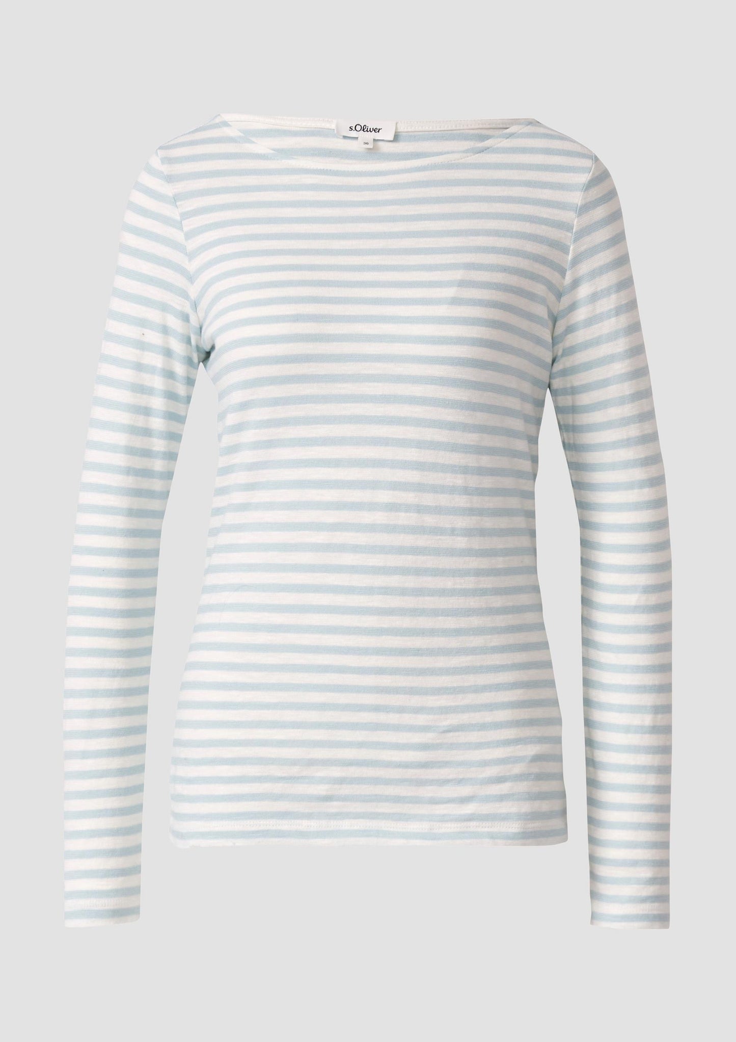 s.Oliver - Longsleeve in Streifen-Optik mit U-Bootausschnitt - Farbe: Helles Tuerkis