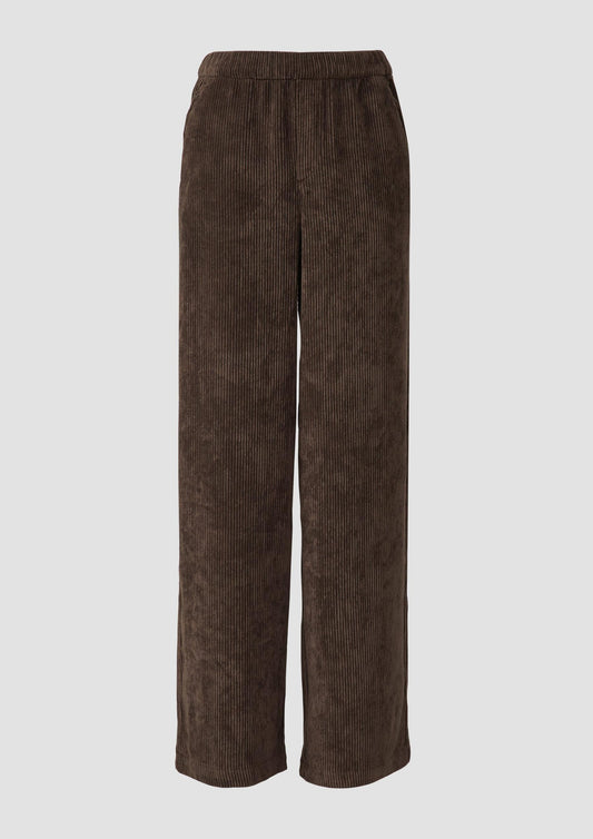 s.Oliver - Cordhose mit Elastikbund und Wide Leg - Farbe: Dunkelbraun