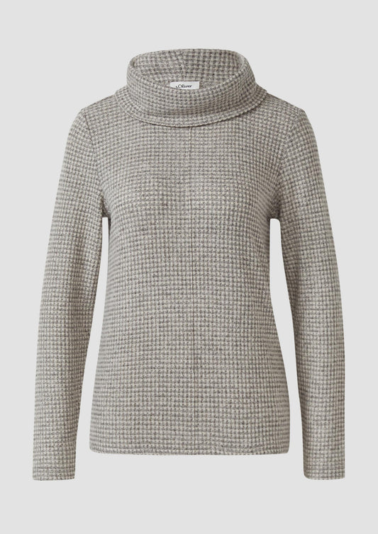 s.Oliver - Weiches Jersey-Shirt mit Waffelstruktur - Farbe: Grau