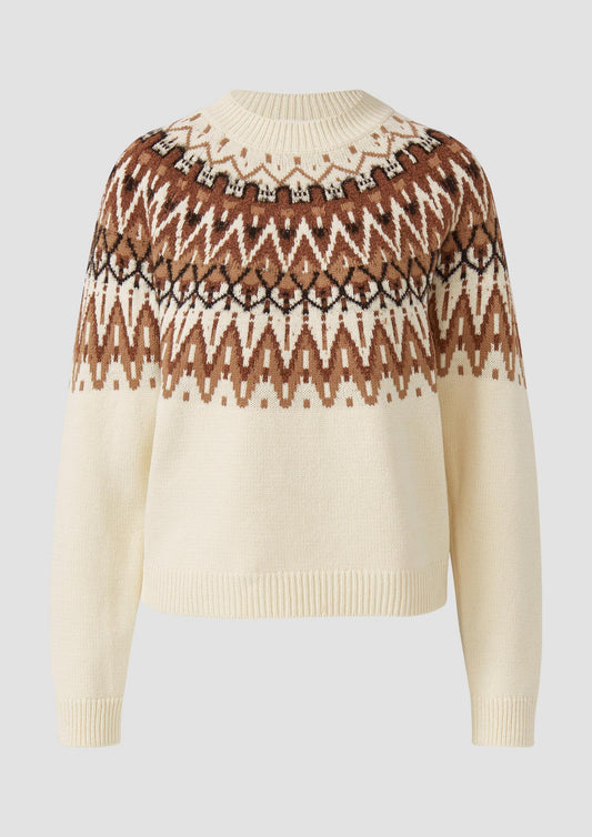 s.Oliver - Strickpullover mit Jacquard-Muster - Farbe: Creme
