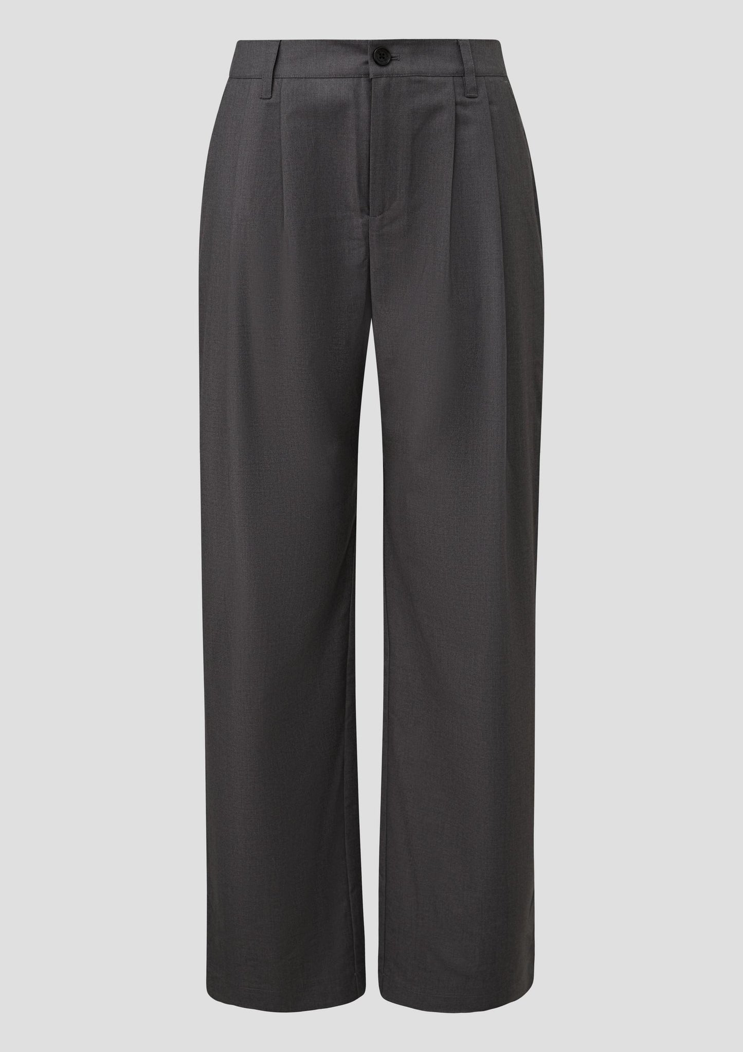 QS - Melierte Wide-Leg-Hose mit Bundfalte - Farbe: Anthrazit