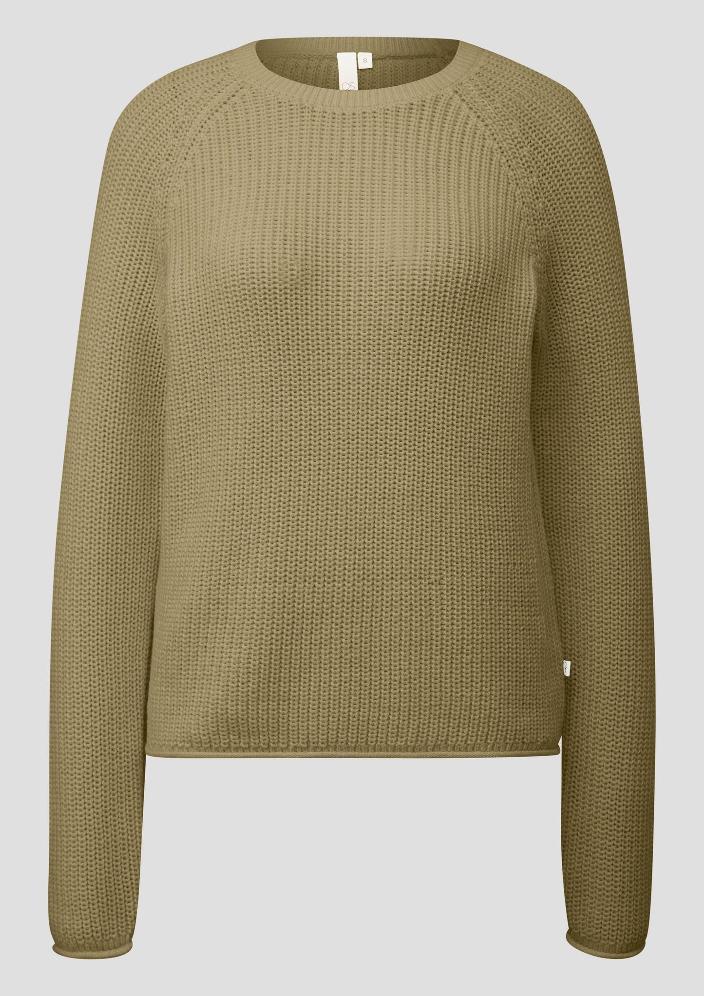 QS - Melierter Strickpullover mit Raglanärmeln - Farbe: Gruen