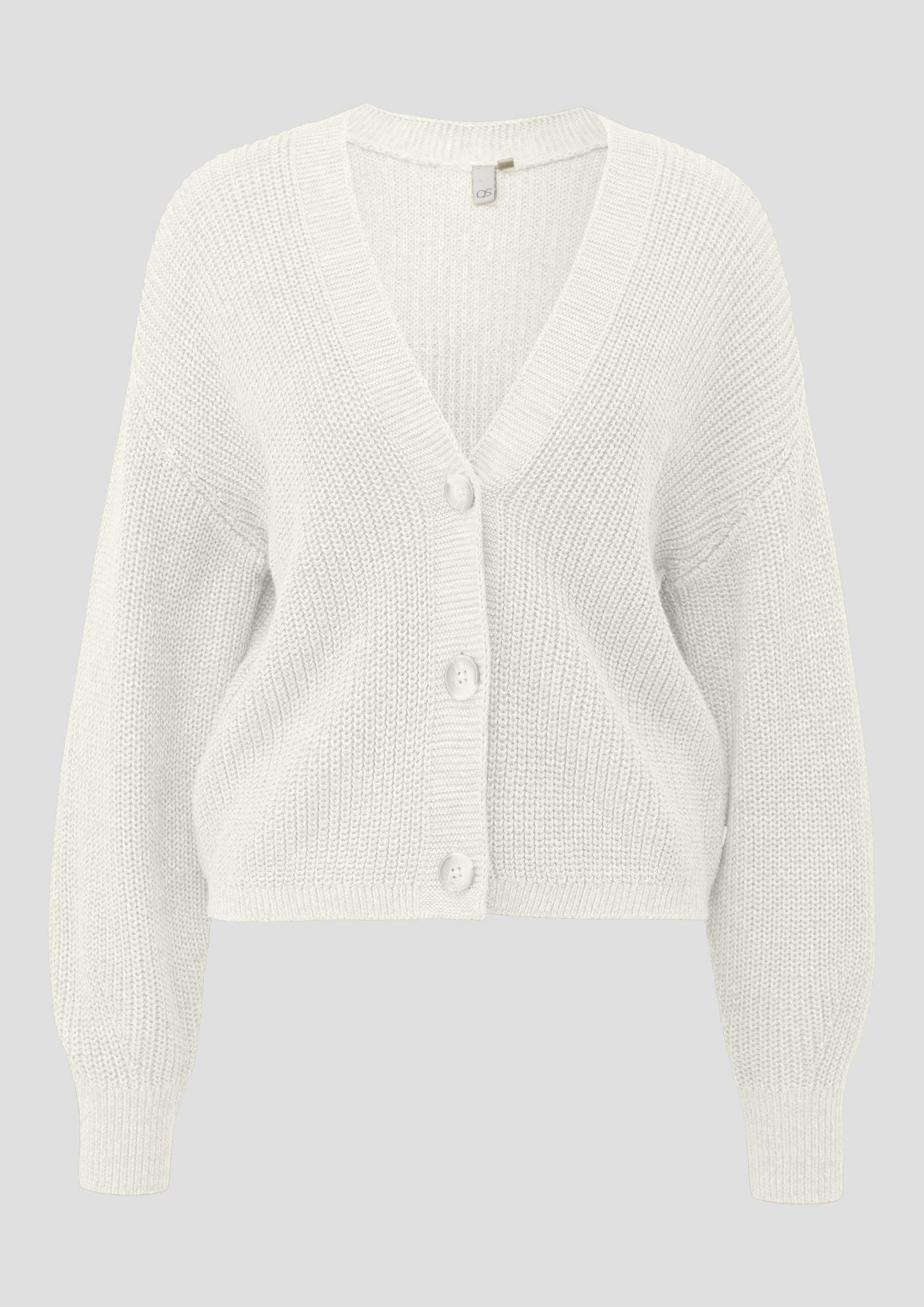 QS - Melierte Strickjacke aus Baumwollmix - Farbe: Ecru