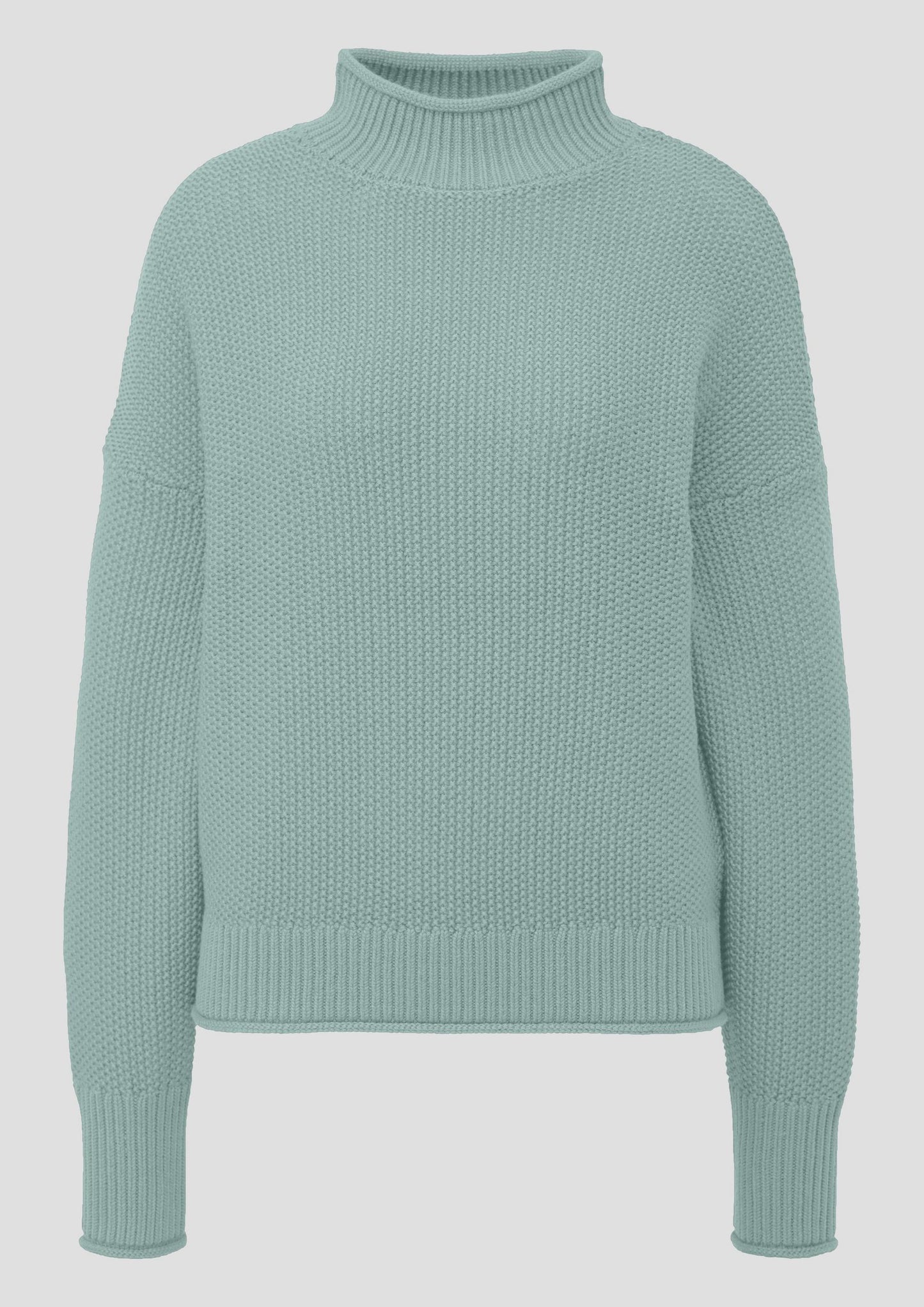 QS - Strickpullover mit Stehkragen aus Baumwollmix - Farbe: Pastelltuerkis