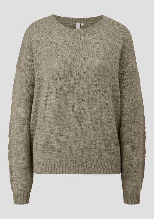 QS - Strickpullover mit Strukturmuster - Farbe: Tannengruen