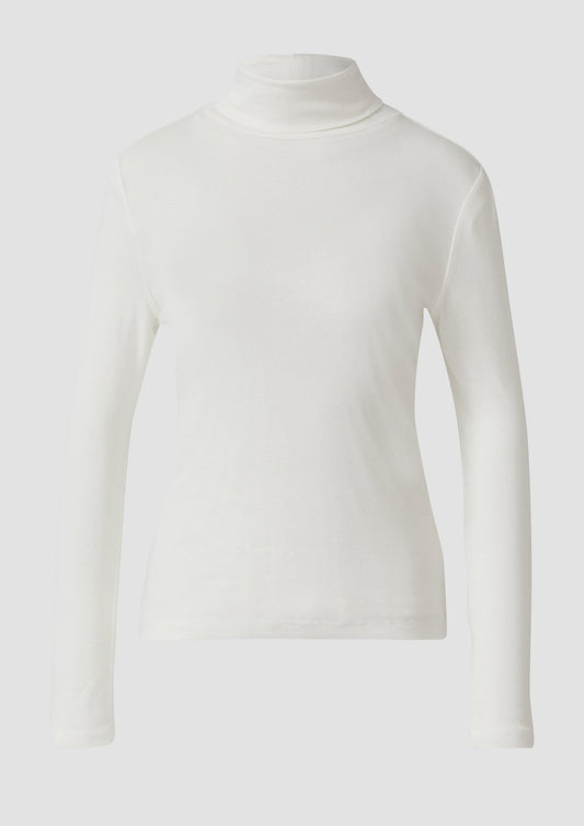s.Oliver - Longsleeve im Slim Fit mit Rollkragen - Farbe: Creme