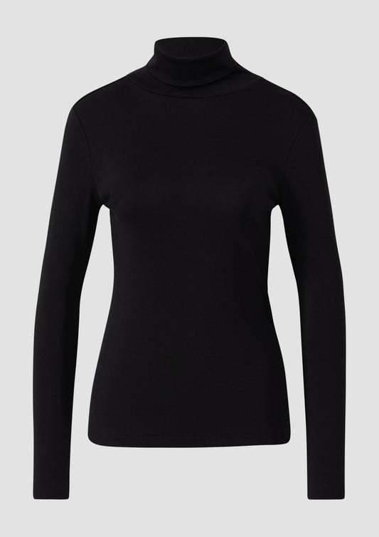 s.Oliver - Longsleeve im Slim Fit mit Rollkragen - Farbe: Schwarz