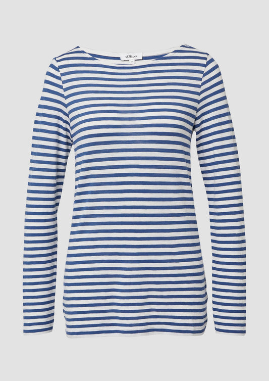 s.Oliver - Gestreiftes Langarmshirt - Farbe: royalblau