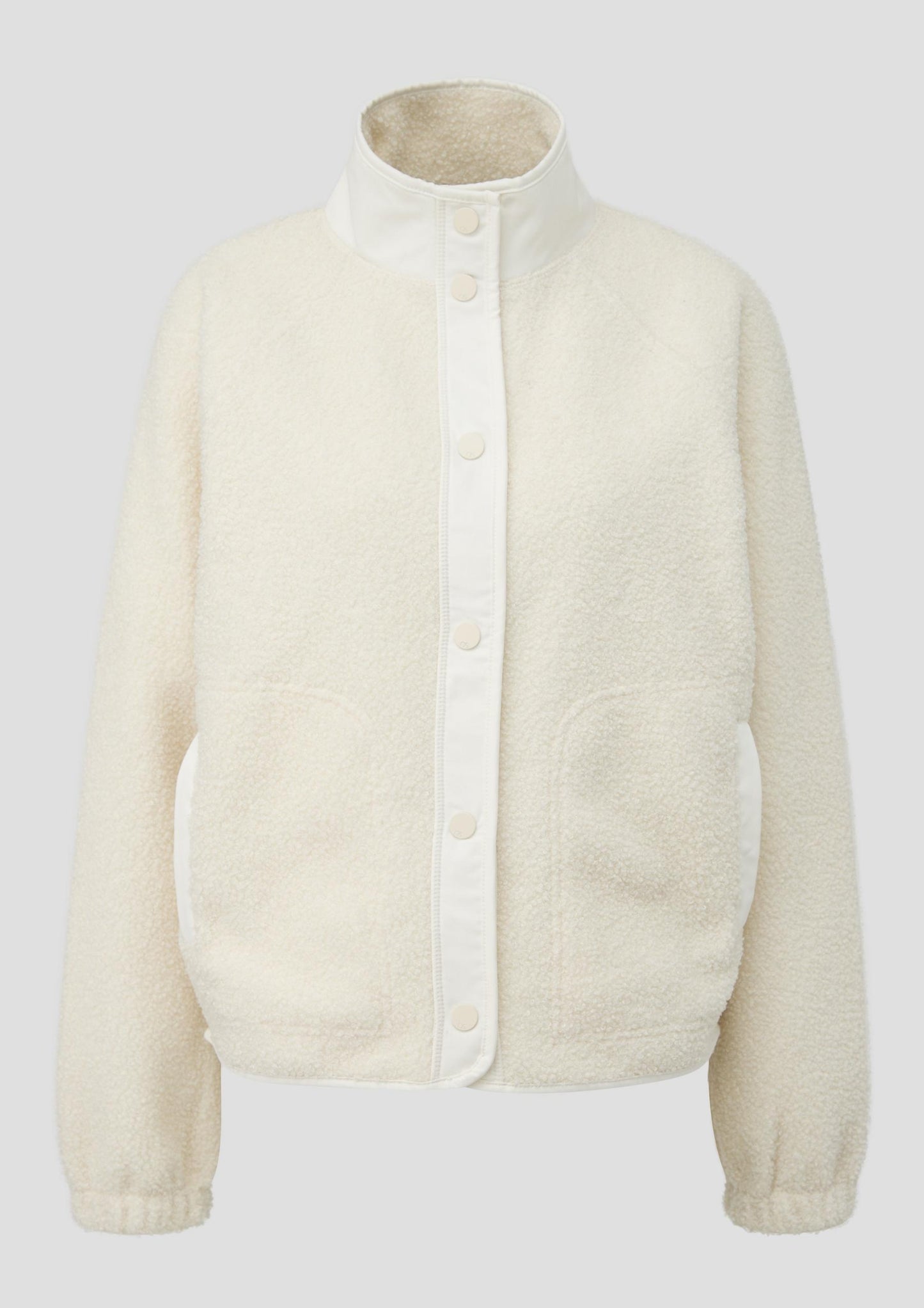 QS - Weiche Teddyfleece-Jacke mit Druckknöpfen - Farbe: Creme