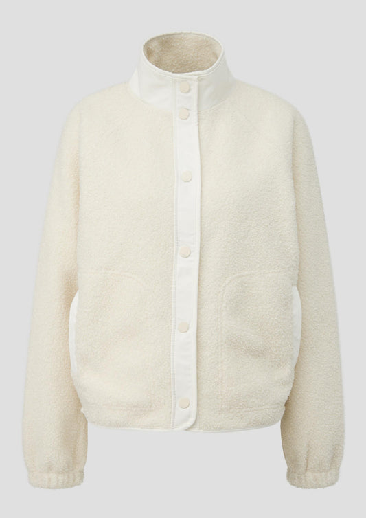 QS - Weiche Teddyfleece-Jacke mit Druckknöpfen - Farbe: Creme