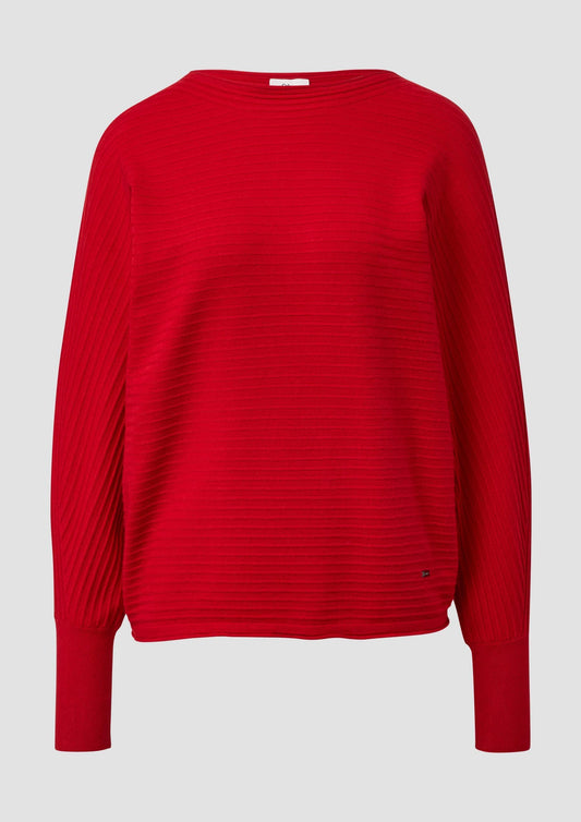 s.Oliver - Pullover in Rippstruktur mit Fledermausärmeln - Farbe: Rot