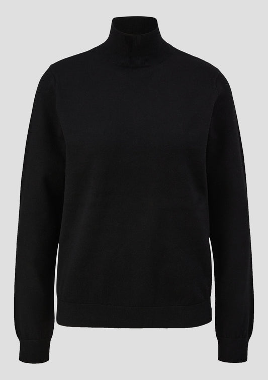 QS - Pullover mit Stehkragen aus Viskosemix - Farbe: Schwarz