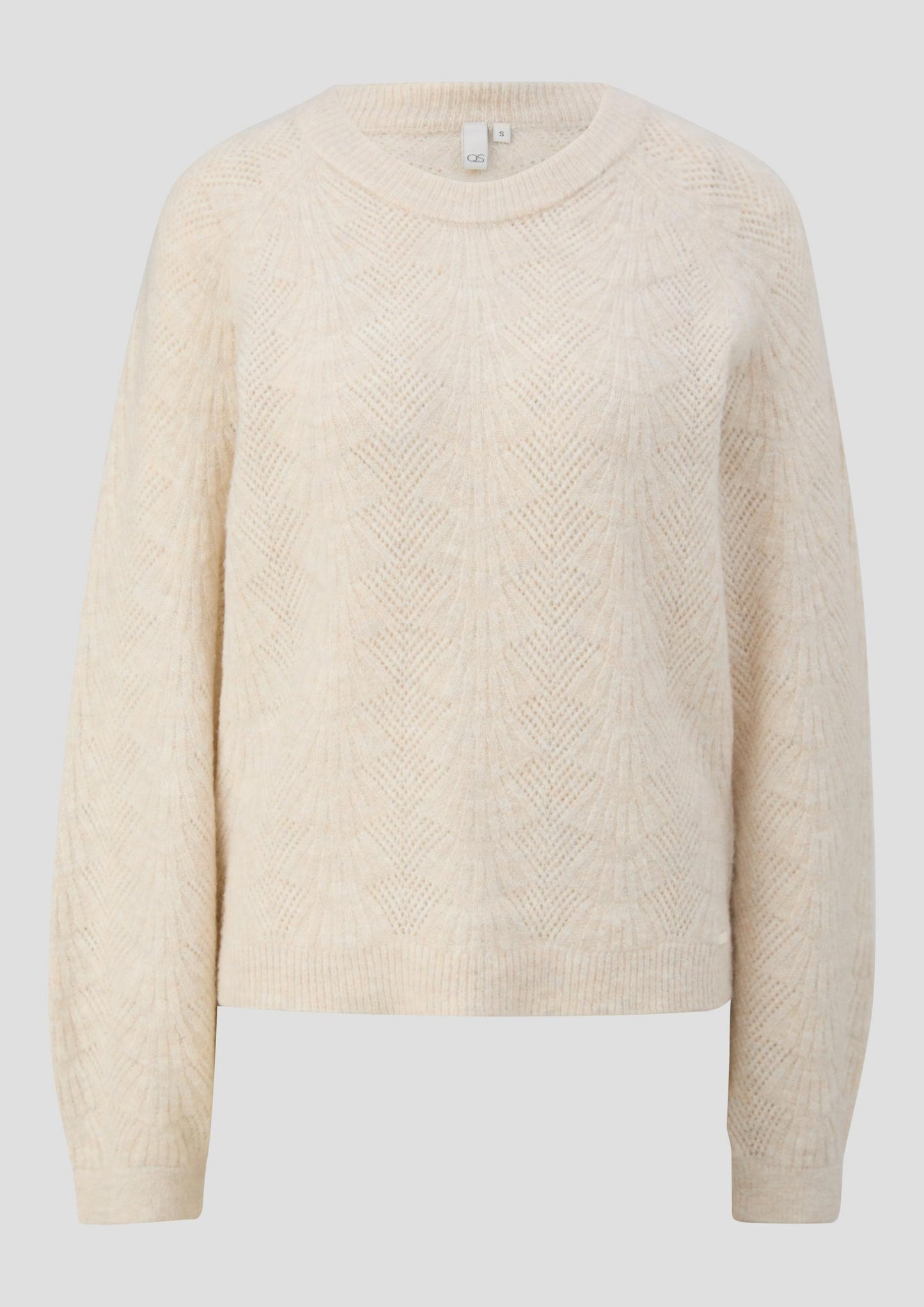 QS - Weicher Pullover mit Ajourmuster - Farbe: Creme