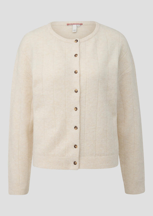 QS - Weicher Cardigan mit überschnittenen Schultern - Farbe: Creme