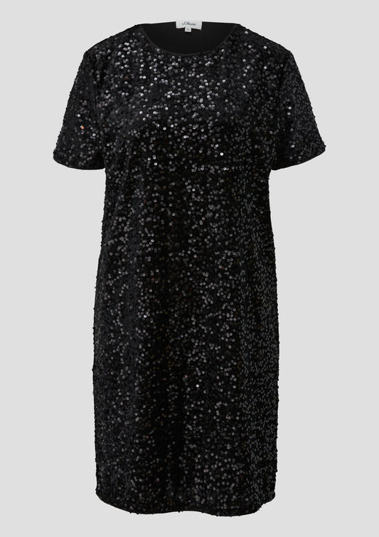 s.Oliver - Samtkleid mit Pailletten - Farbe: Schwarz