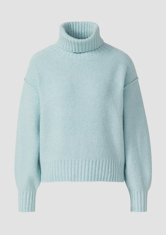 s.Oliver - Bouclé-Strickpullover mit Rollkragen - Farbe: Azurblau