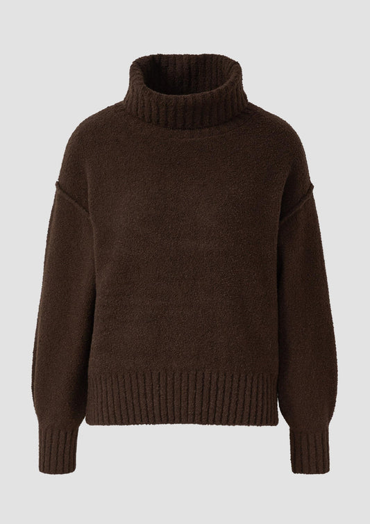 s.Oliver - Bouclé-Strickpullover mit Rollkragen - Farbe: Dunkelbraun