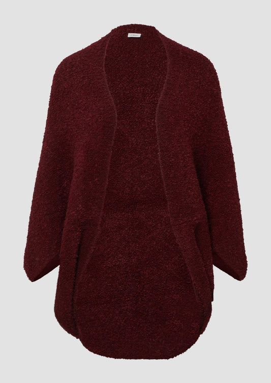 s.Oliver - O-Shape-Poncho aus Bouclé-Strick - Farbe: Bordeaux