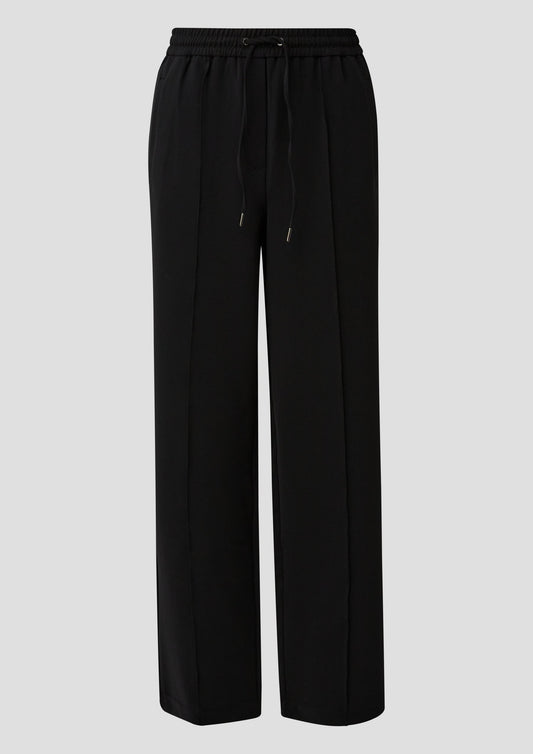 s.Oliver - Fließende Hose mit geradem Bein und Elastikbund - Farbe: Schwarz