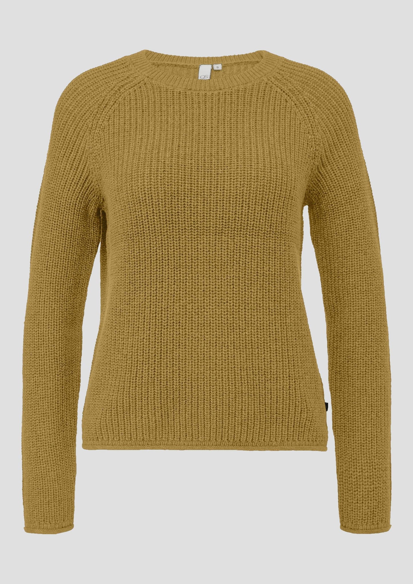 QS - Melierter Strickpullover mit Raglanärmeln - Farbe: Senf