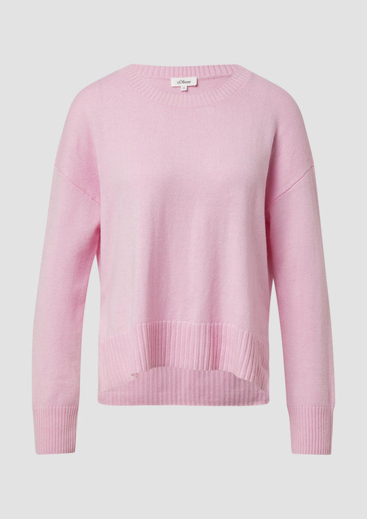 s.Oliver - Strickpullover mit Seitenschlitzen - Farbe: Pink