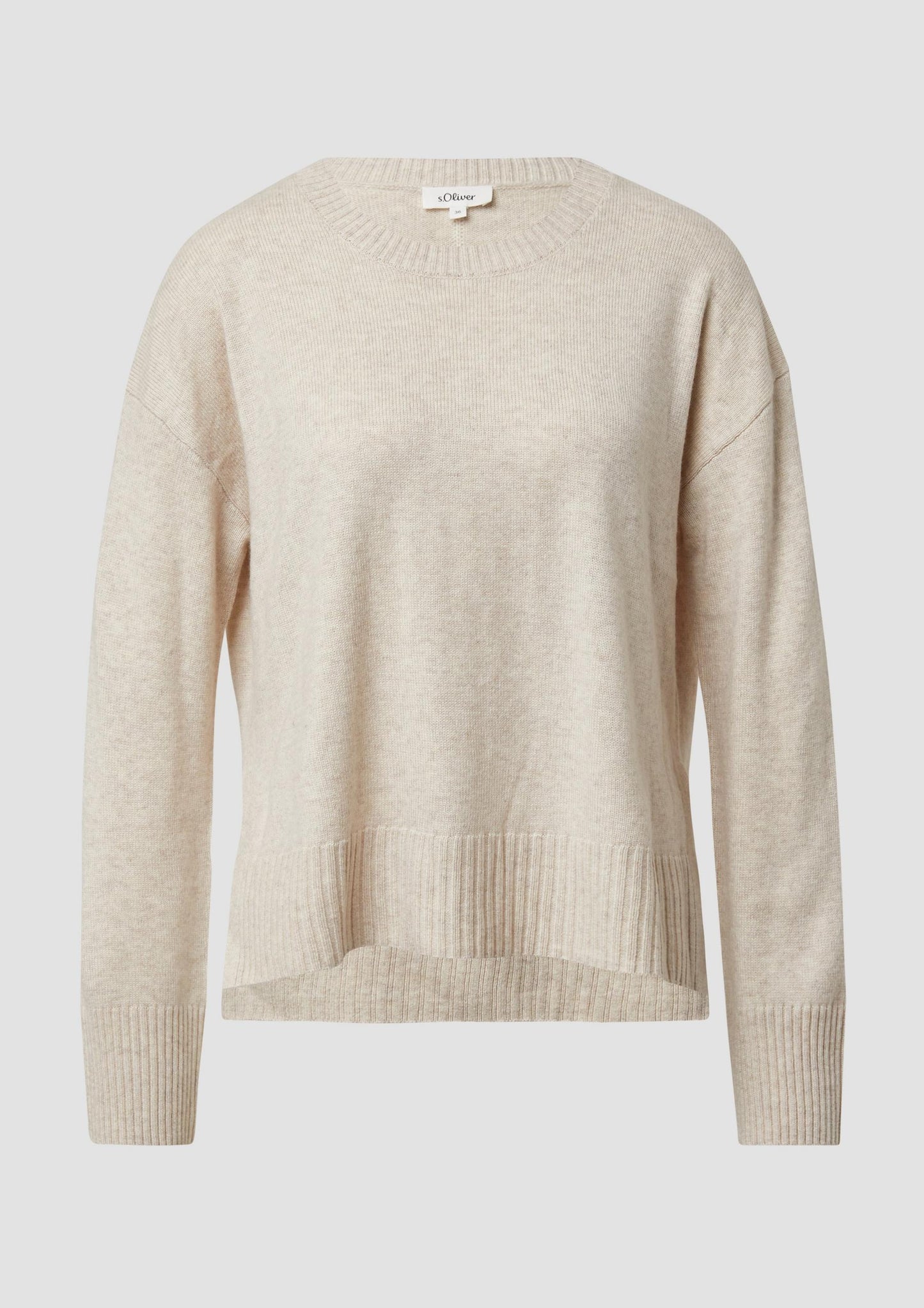 s.Oliver - Strickpullover mit Seitenschlitzen - Farbe: Beige