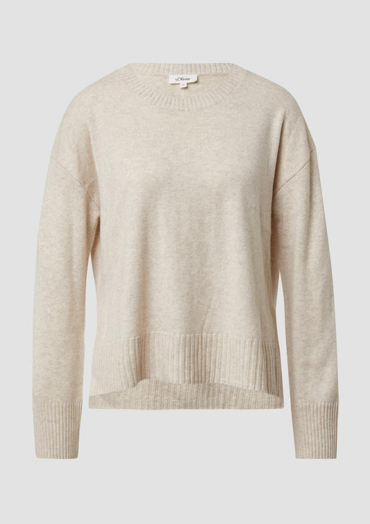 s.Oliver - Strickpullover mit Seitenschlitzen - Farbe: Beige