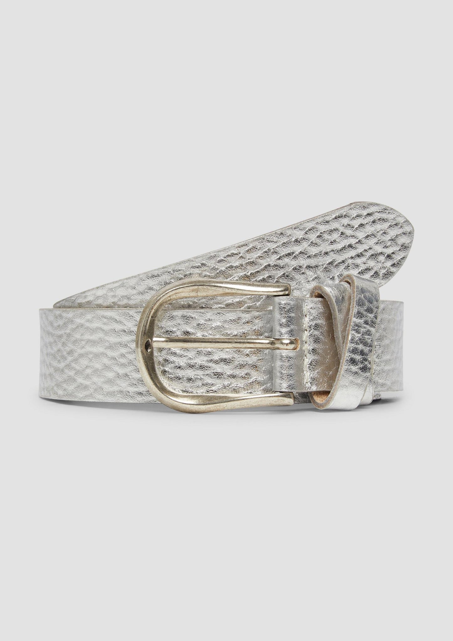 s.Oliver - Ledergürtel mit Metallic-Oberfläche - Farbe: Silber