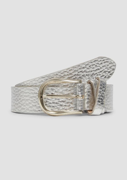 s.Oliver - Ledergürtel mit Metallic-Oberfläche - Farbe: Silber