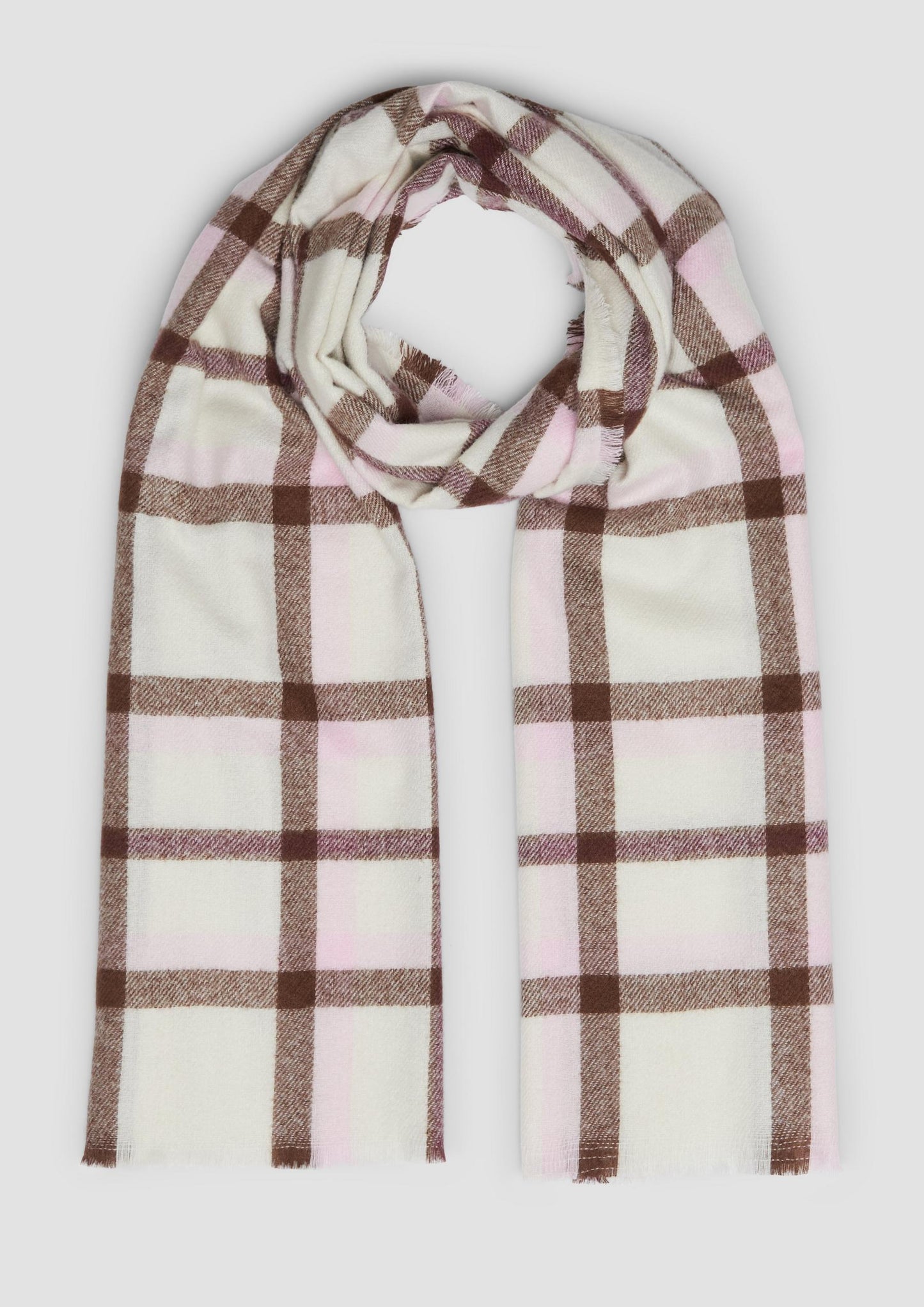 s.Oliver - Dünner Schal mit Karo-Muster - Farbe: Creme