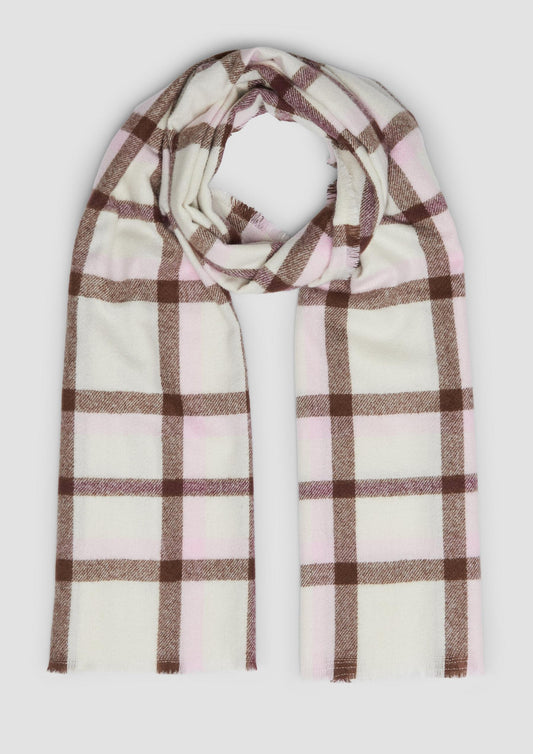 s.Oliver - Dünner Schal mit Karo-Muster - Farbe: Creme