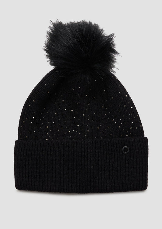 s.Oliver - Strickmütze mit Schmucksteinen - Farbe: Schwarz
