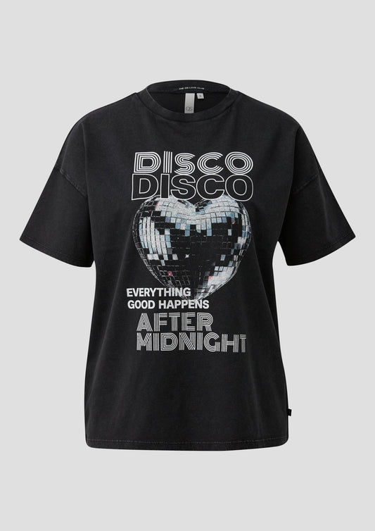 s.Oliver - Gewaschenes Printshirt - Farbe: Schwarz