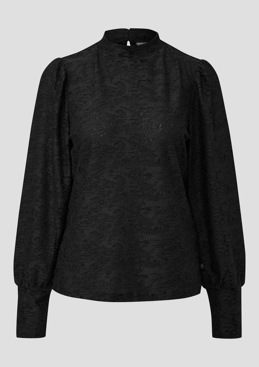 QS - Leicht transparentes Blusenshirt - Farbe: Schwarz