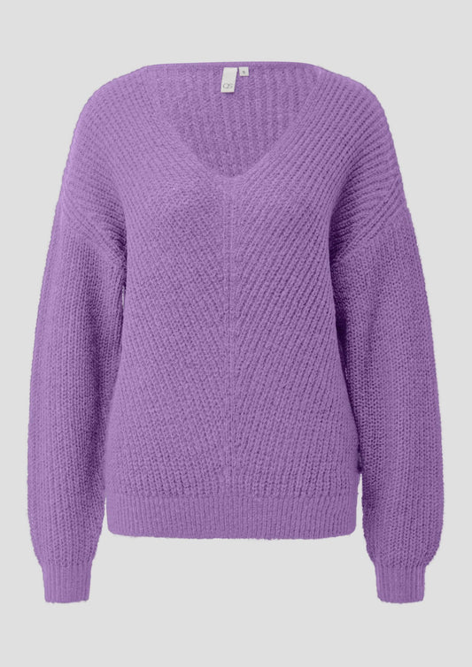 QS - Strickpullover mit V-Auschnitt - Farbe: Fuchsia