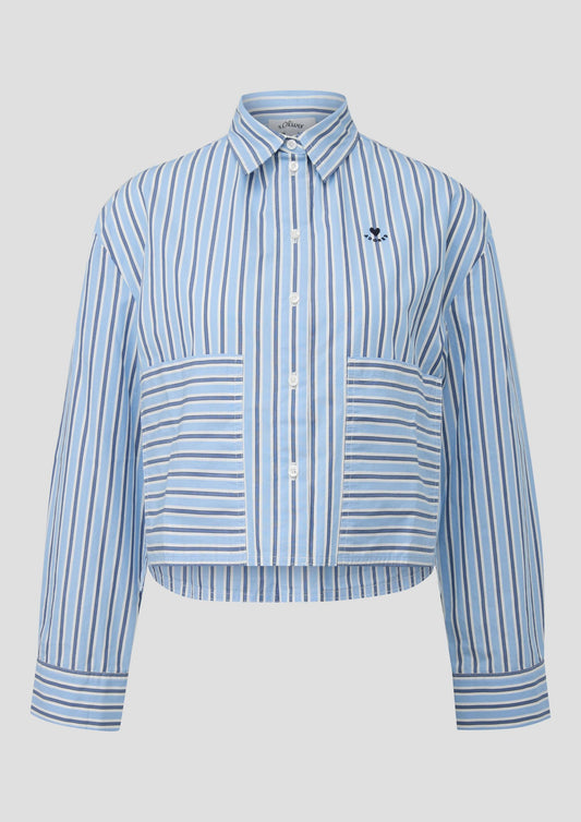 s.Oliver - Verkürzte Popeline-Bluse im Relaxed Fit - Farbe: Arktisblau