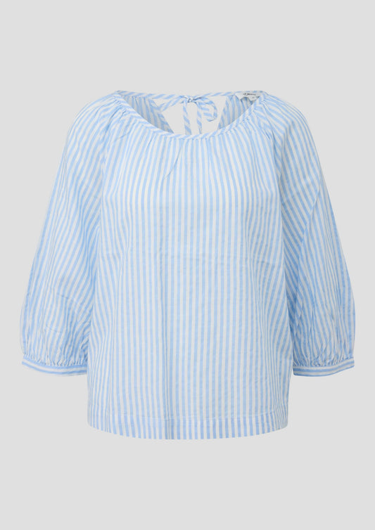 s.Oliver - Bluse aus Baumwoll-Viskosemix mit Raffung - Farbe: Arktisblau
