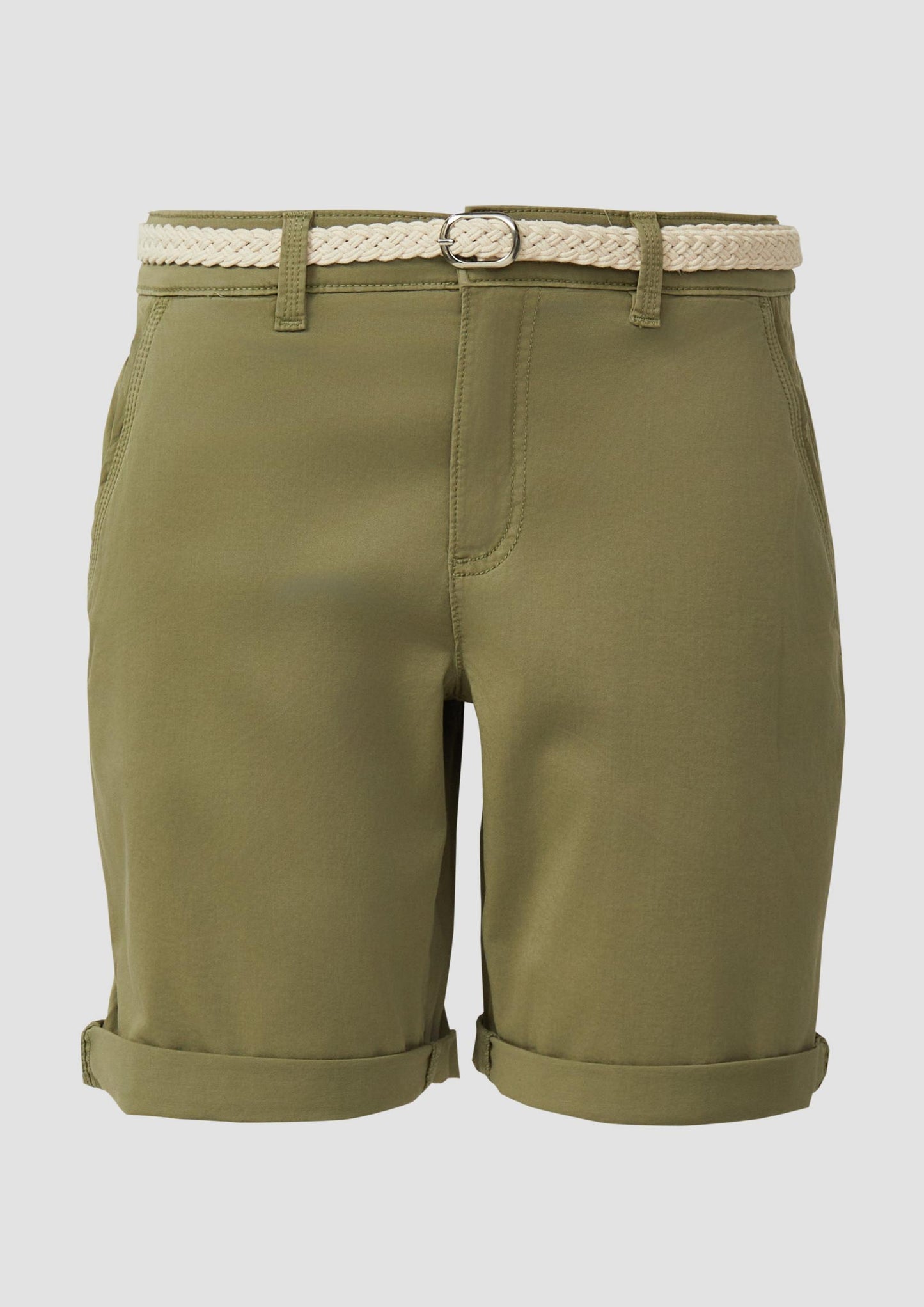 s.Oliver - Shorts mit geflochtenem Gürtel und Garment Dye - Farbe: Olivgruen