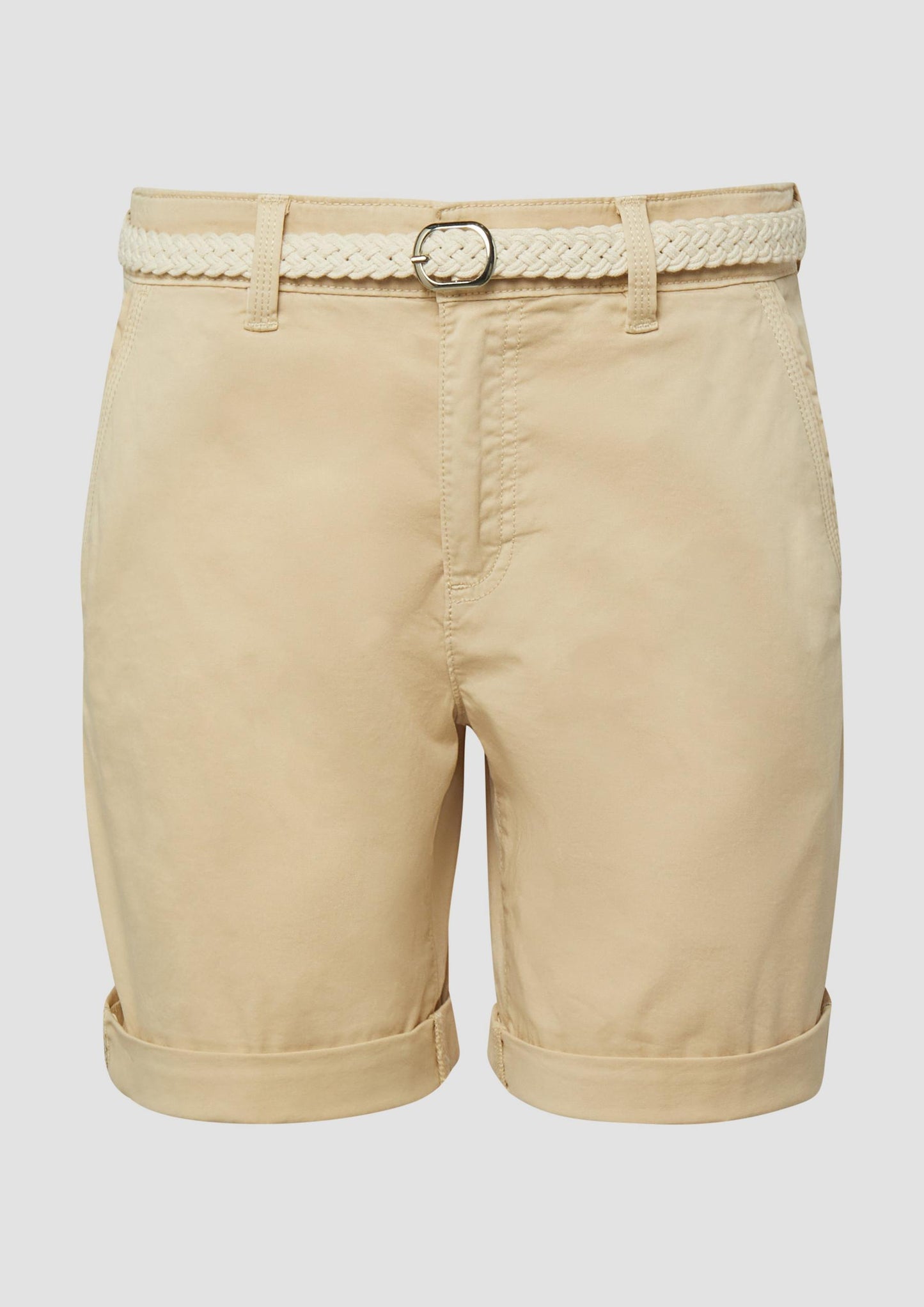 s.Oliver - Shorts mit geflochtenem Gürtel und Garment Dye - Farbe: Sandfarben
