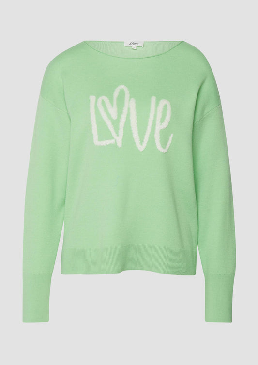 s.Oliver - Strickpullover mit Love-Schriftzug - Farbe: Hellgruen